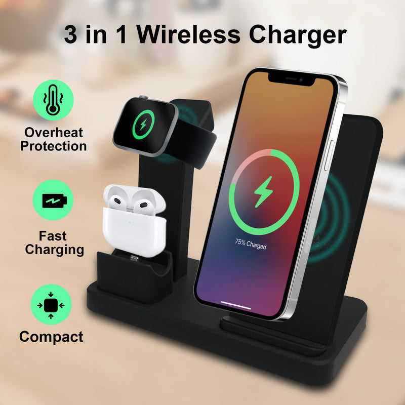 3-in-1 Qi Wireless Charging Stand For Apple Devices