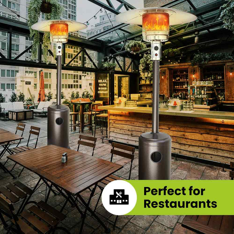 patio heater in rooftop bar