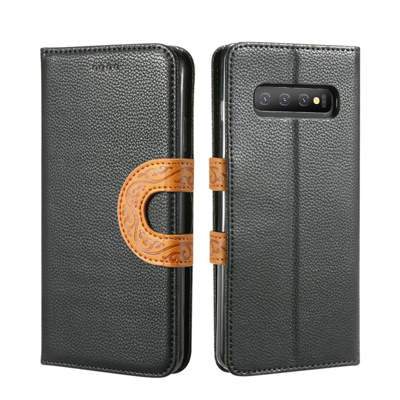 Samsung Galaxy S10 Leather Wallet Case with Tribal Strap - Gorilla Gadgets