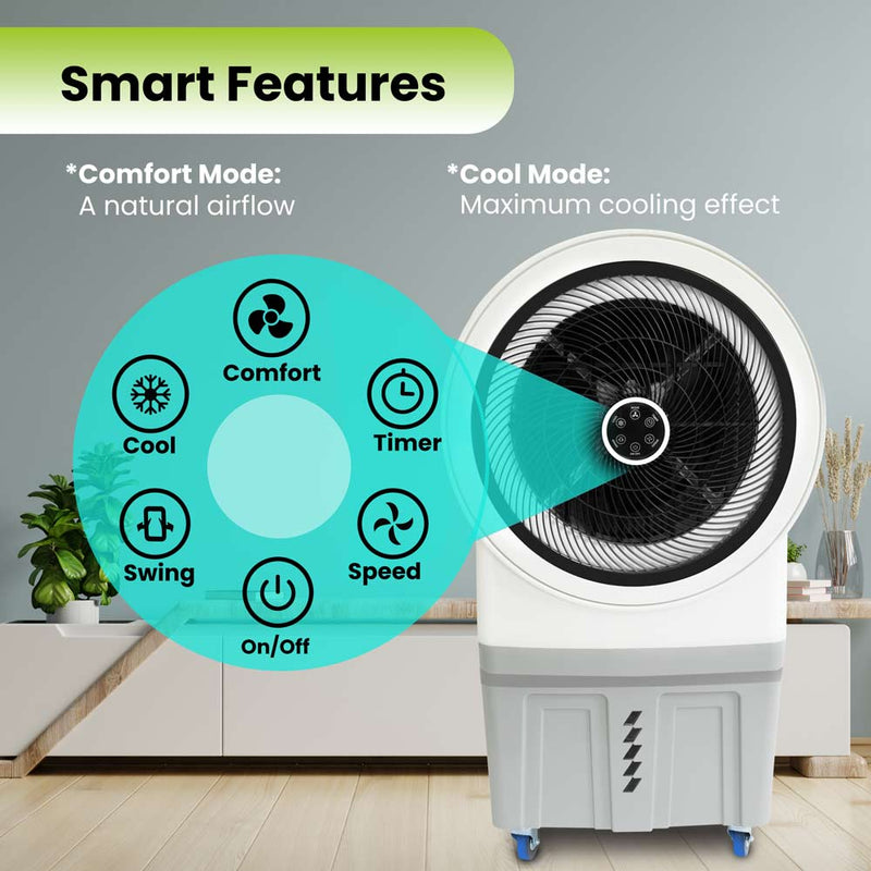 evaporative air cooler with smart features