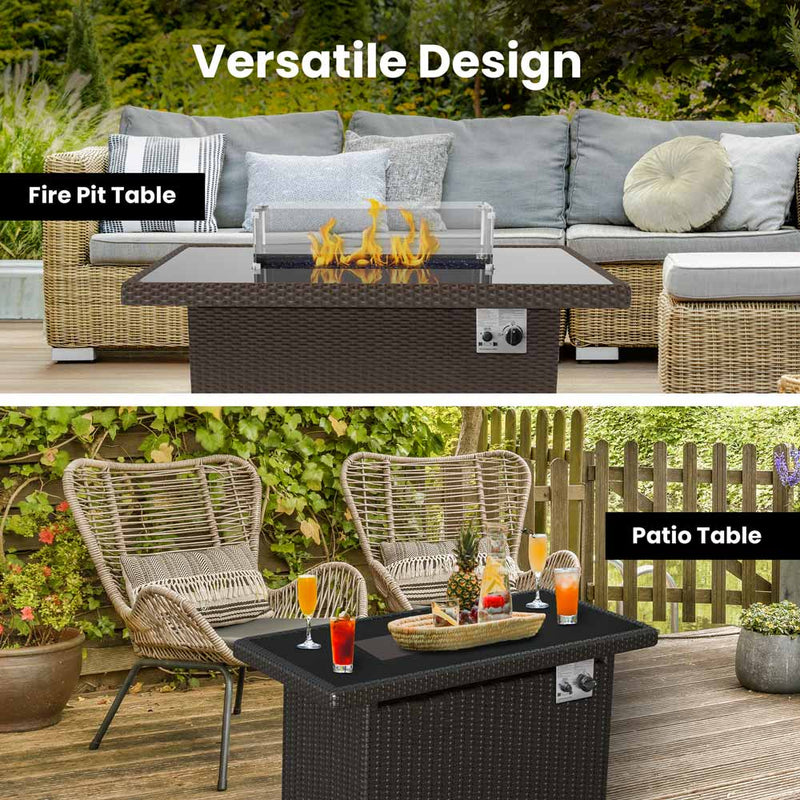 Outdoor Propane Fire Pit Table - 44in, 50,000 BTU