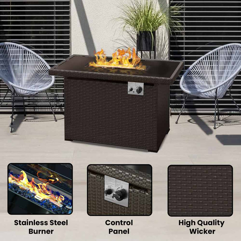 Outdoor Propane Fire Pit Table - 44in, 50,000 BTU