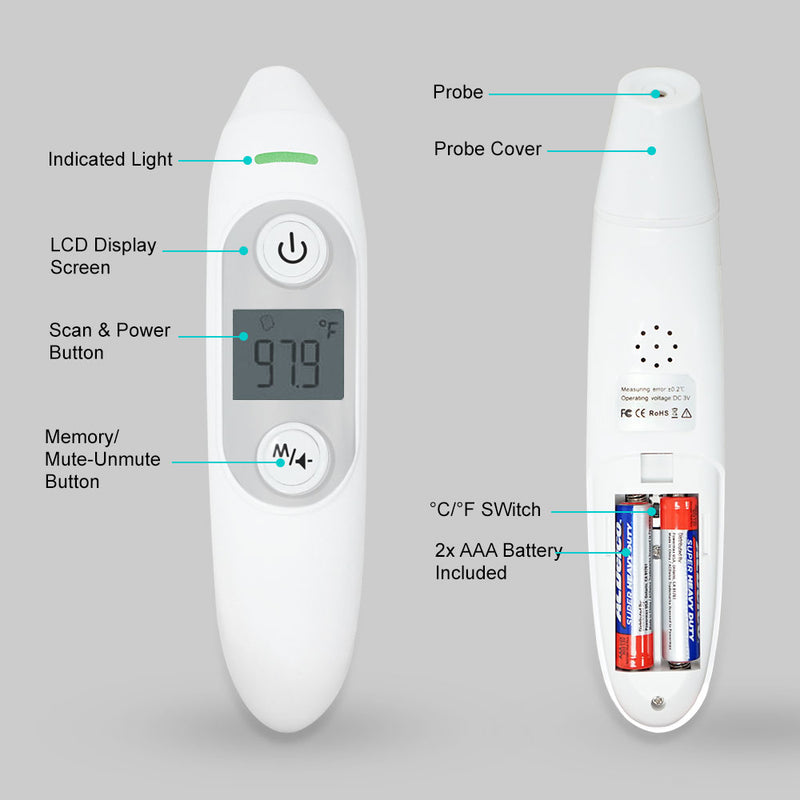 Non-Contact Infrared Thermometer -  Adults,  0.4 Inch Distance - Gorilla Gadgets