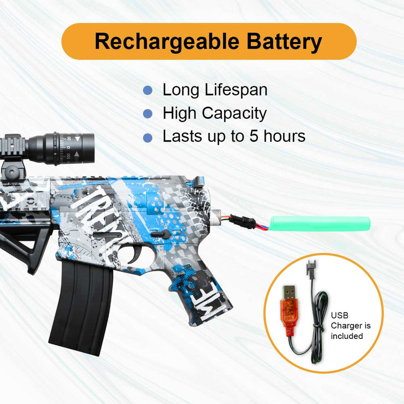 Gel Ball Blaster HK416, 10,000 Gel Balls, Rechargeable Battery, Goggles Included