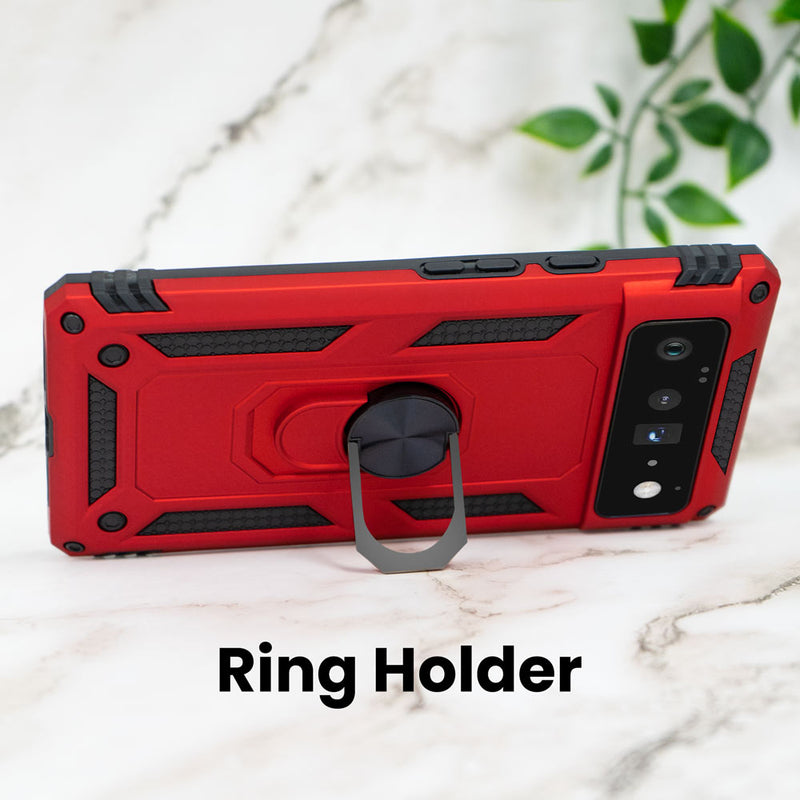 Google Pixel 6 Pro Case, Heavy-Duty with Ring Holder