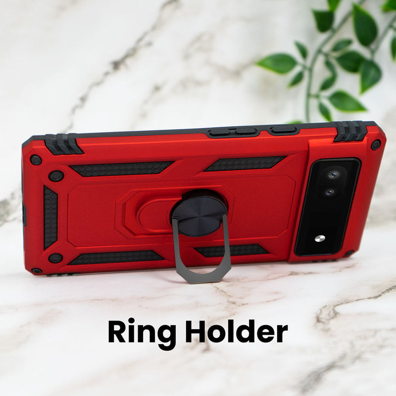 Google Pixel 6A Case, Heavy-Duty and Ring Holder