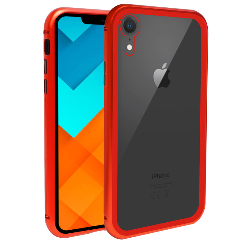 iPhone XR Case -  Magnetic Frame, Tempered Glass Back