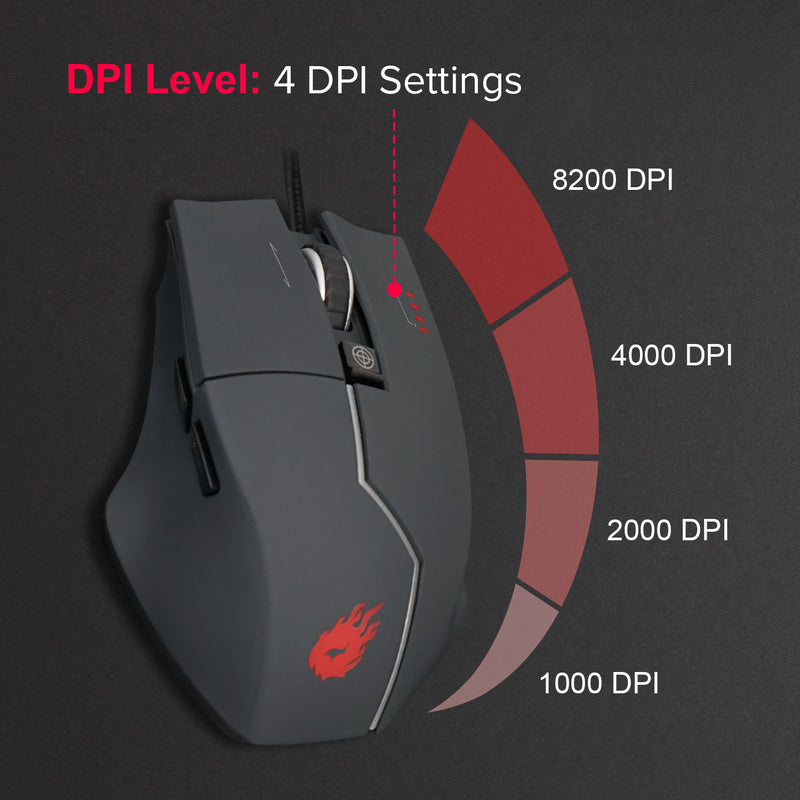 Gaming Mouse - Ergonomic, Customizable Gaming Software, Surface Calibration