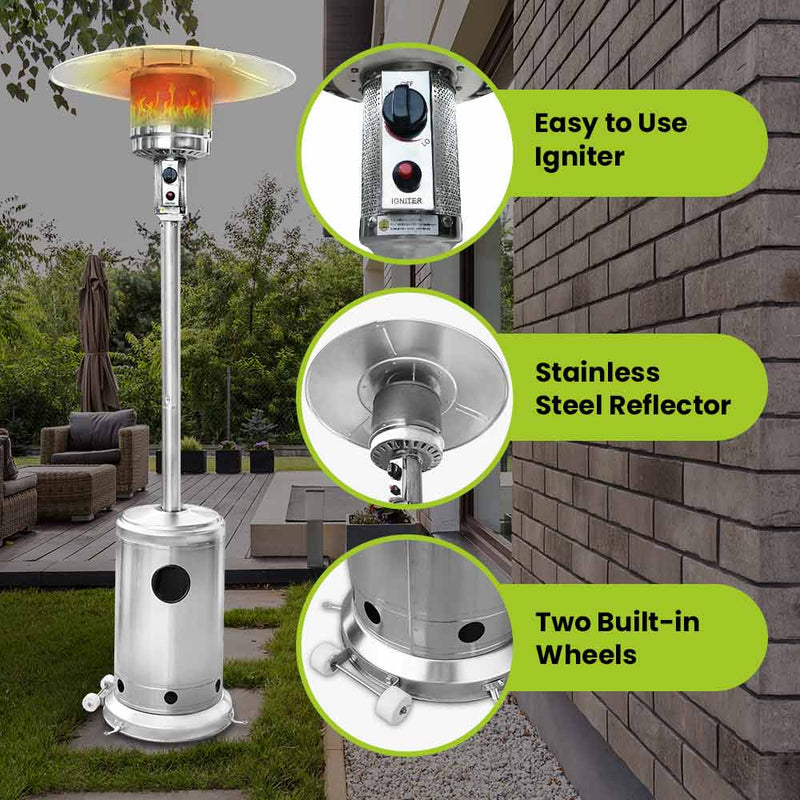 silver patio heater