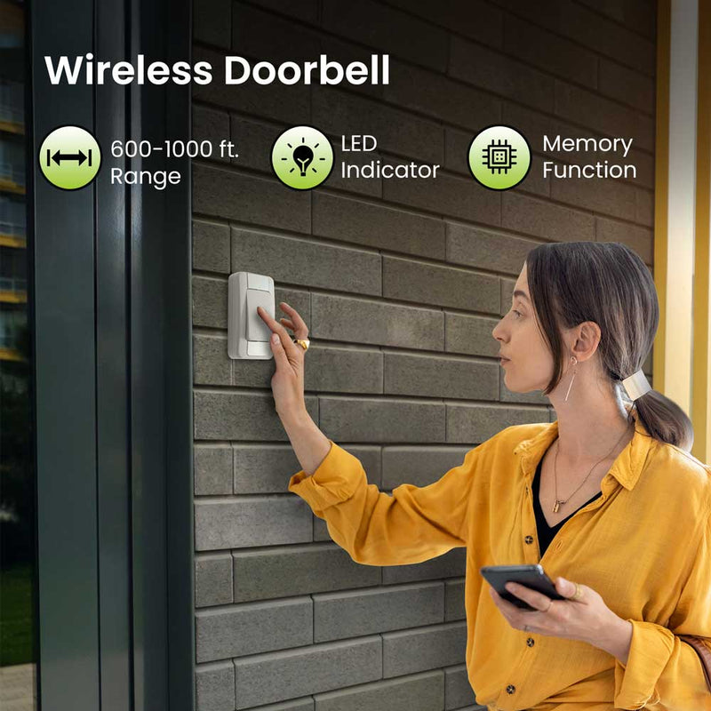 Wireless Doorbell - 36 Melodies, 300m. Range, Waterproof